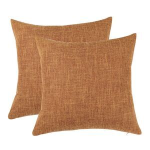 2pcs Linen Throw Pillow Covers Blank Cotton Square Cushion Cover Orange
